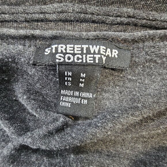 Streetwear Society Women's Tiger T shirt Top Ripped Detail V neck size M - Picture 10 of 16